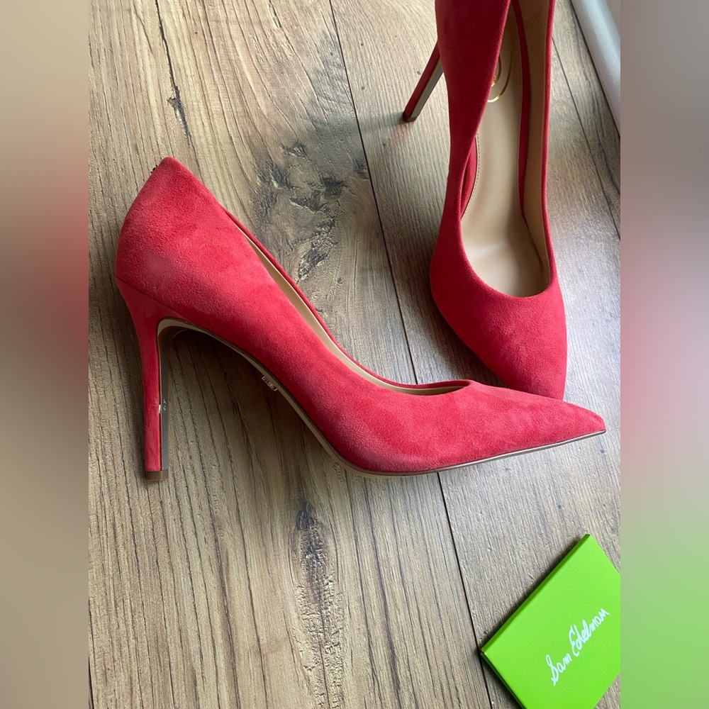 Sam Edelman Pink Coral Suede Pointed-Toe Stiletto Pumps (Hazel) brand new